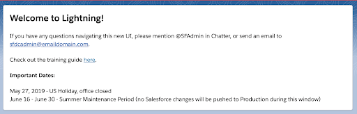 Salesforce News page component that reads "Welcome to Lightning"