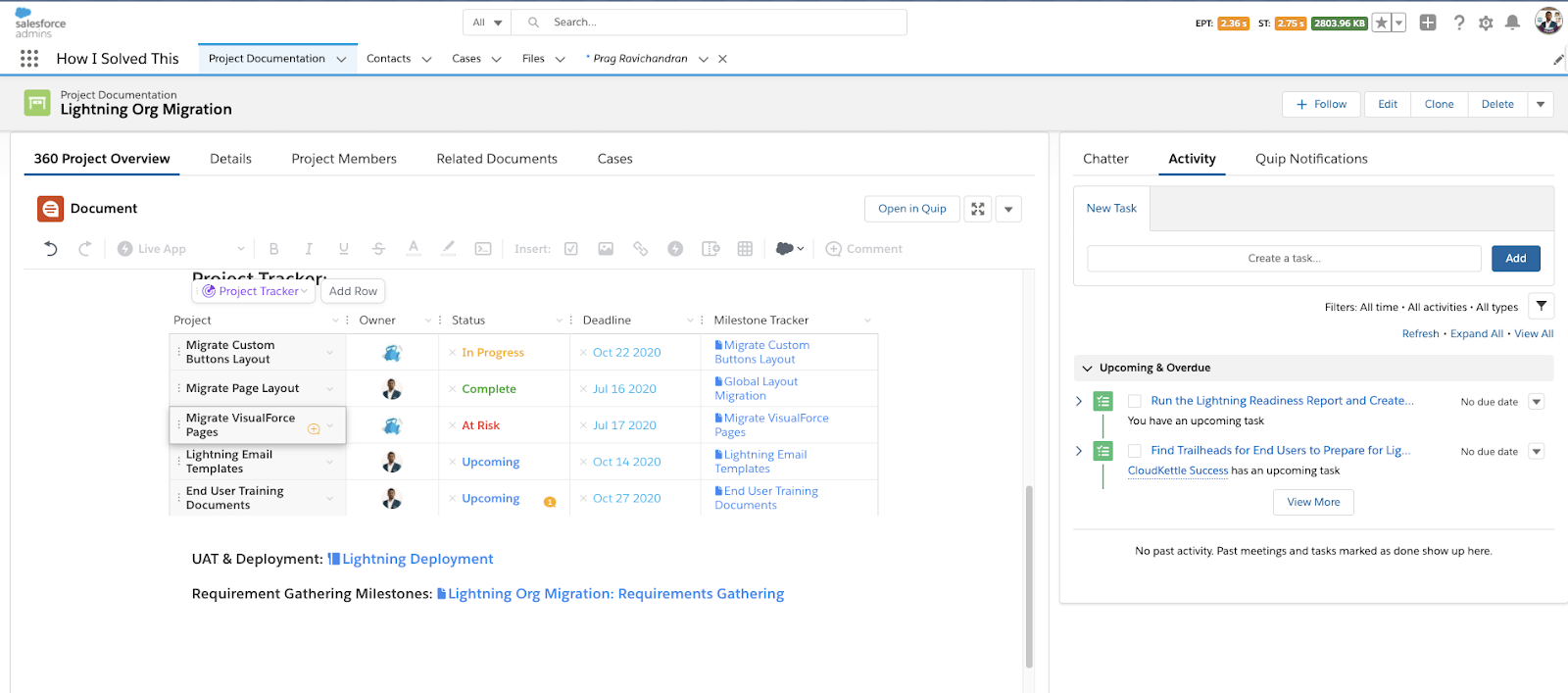 How I Solved This Using Quip and Salesforce Together to Manage