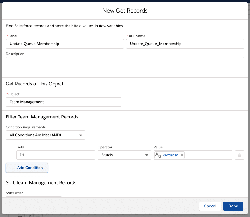 assign queue in flow salesforce