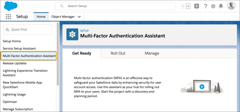 multi-factor authentication assistant in setup