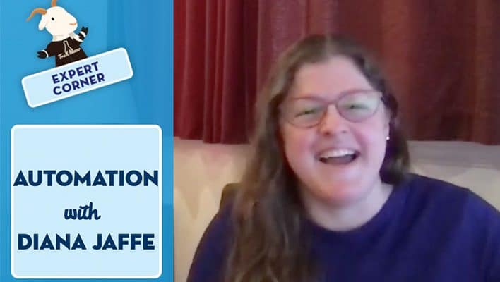 Image of Diana Jaffe on our "Expert Corner" show chatting about automation.