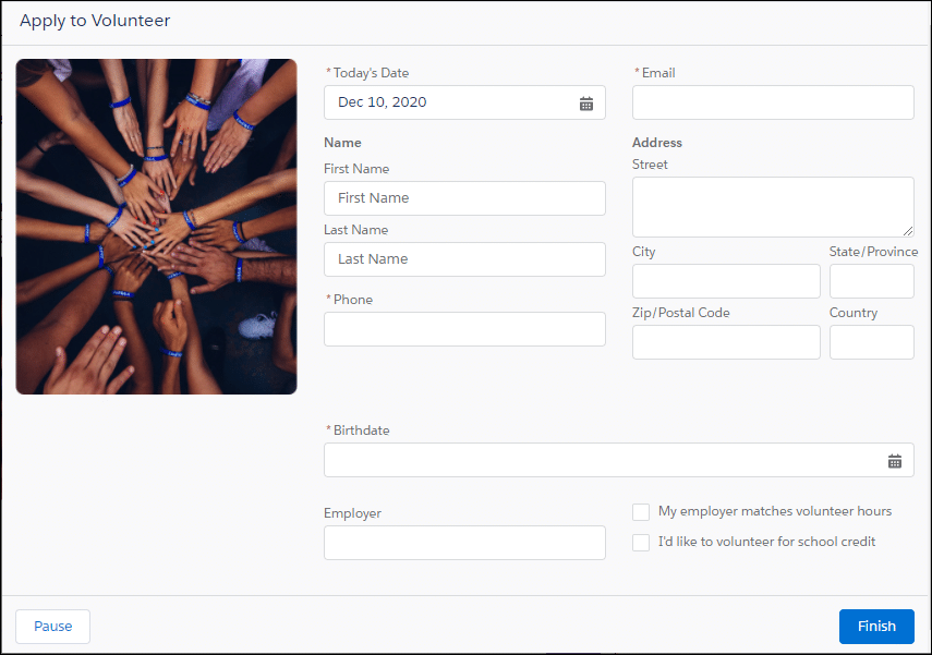 A Multicolumn Flow Screen with important contact details like date, email, first and last name, address, and phone number.