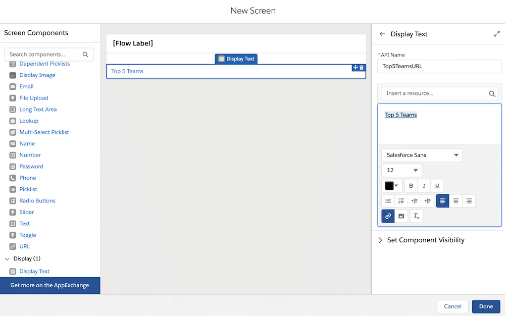 Image showcasing the "Top 5 Teams" link in the flow. 