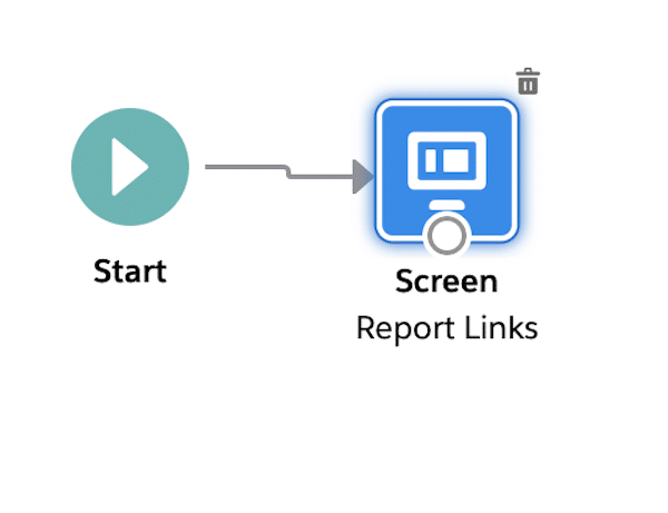 Connecting the Start and Screen elements as the final step before activating the flow. 