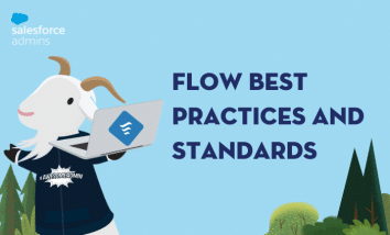 Image of Cloudy with a computer with the Flow symbol on it and text that says "Flow Best Practices and Standards."