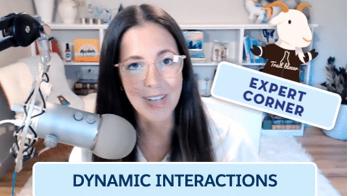 Image of LeeAnne Rimel next to text that says "Dynamic Interactions Expert Corner."