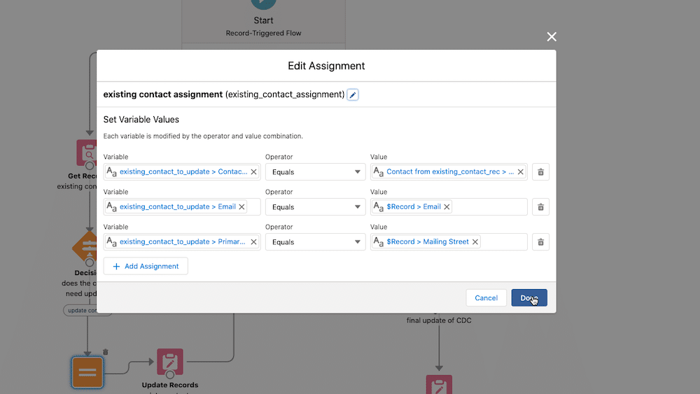 Image showing how you update the Contact Data record by updating the Updates_Processed___c field. 