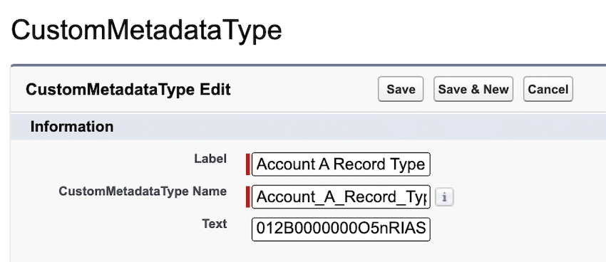 Providing the Label, Name, and Salesforce ID. 