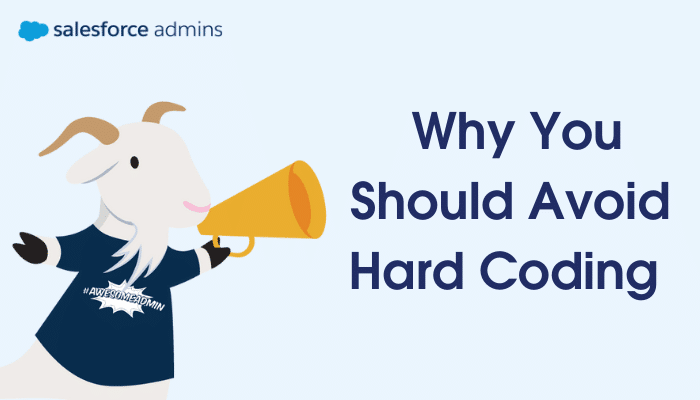 Image of cloudy with a megaphone next to text that says "Why You Should Avoid Hard Coding."