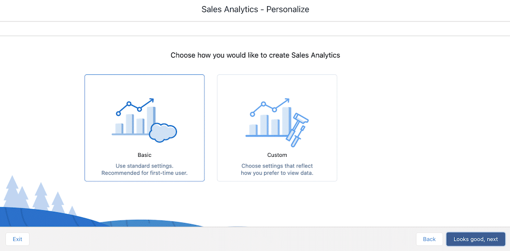 Option to create a basic or custom dashboard. 