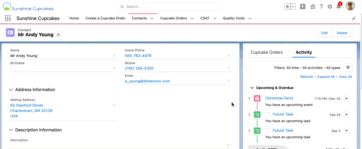 Configuring the display order for upcoming and overdue appointments.