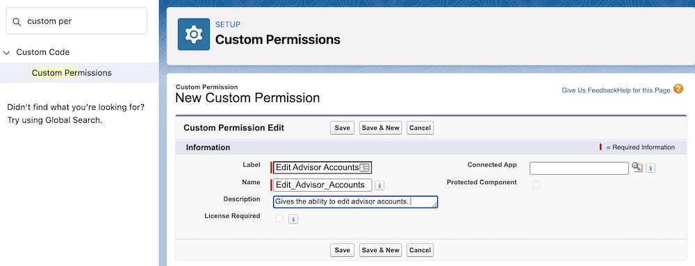 Creating a custom permission.