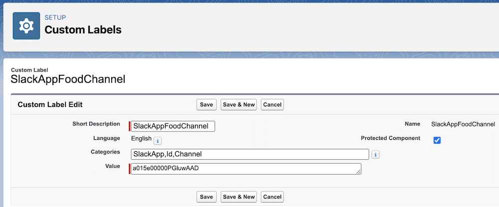 The configured custom label.