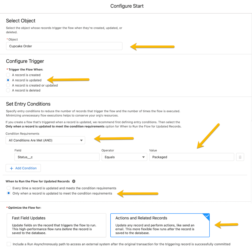 Configured Flow Start element.