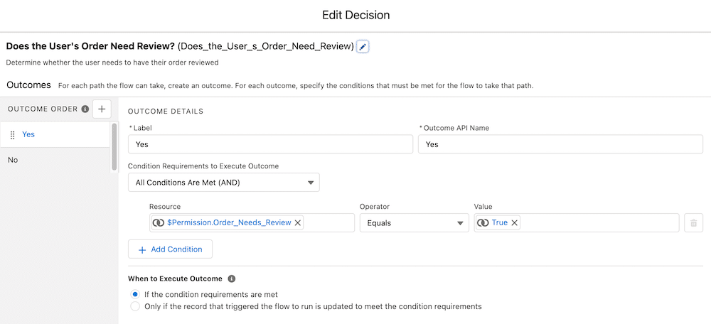 Configured Decision Flow element.