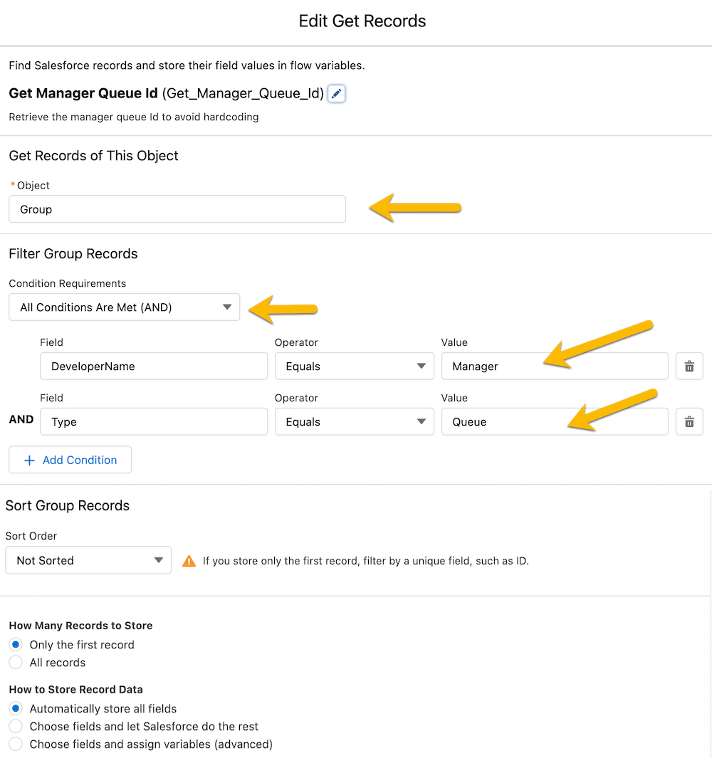 Configured Get Records Flow element.