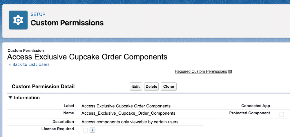 Configured custom permission.