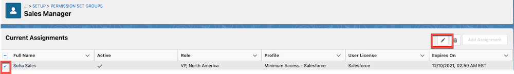 Permission Set Groups screen highlighting steps to assign it to a user.