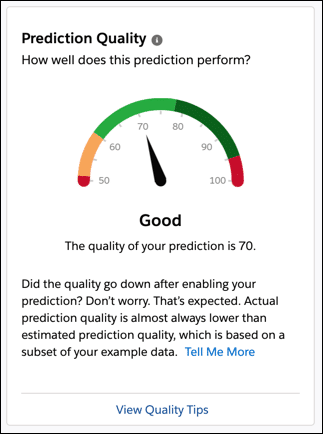 Example Score Card in Einstein Prediction Builder. 