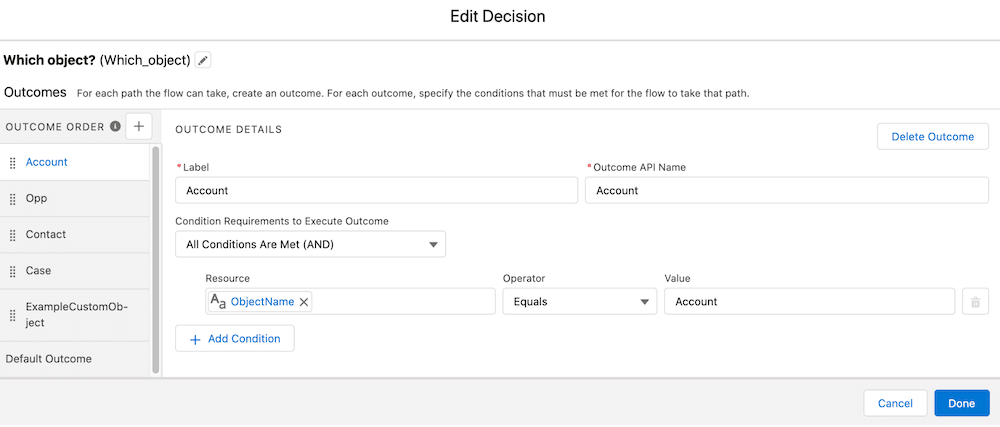 Which Object? Decision Flow element. 