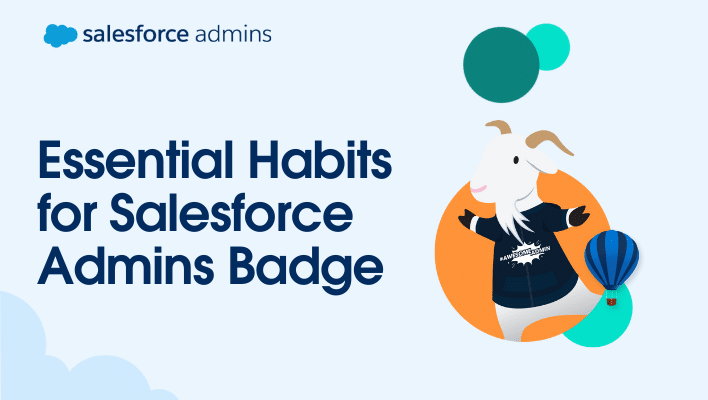 Cloudy next to text that says "Essential Habits for Salesforce Admins Badge."