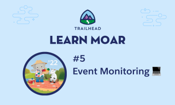 Ruth and Cloudy having a picnic next to text that says "Learn MOAR: #5 Event Monitoring."