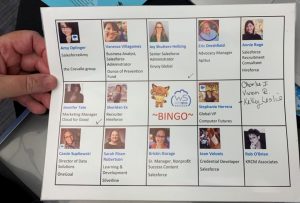 Bingo card used at a Salesforce networking event.