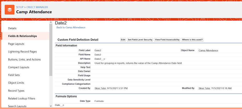 Date2 custom formula field.