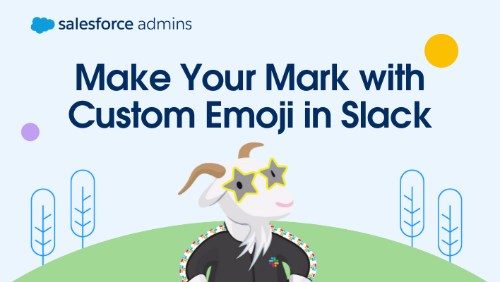 Cloudy in a Slack suit under text that says "Make Your Mark with Custom Emoji in Slack."