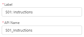 The flow element’s Label and API Name fields.