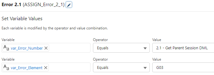 An Assignment element setting the values to that of the DML element.