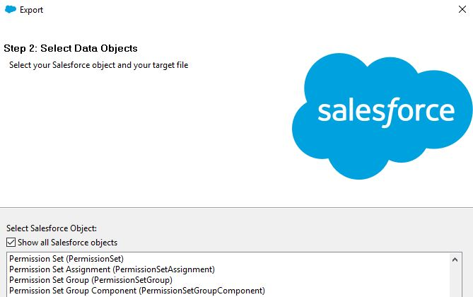 Data Loader with permission set group related objects shown