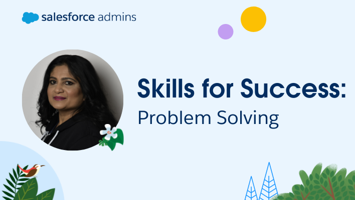 Headshot of Raksha Sanganee next to text that says "Skills for Success: Problem Solving."