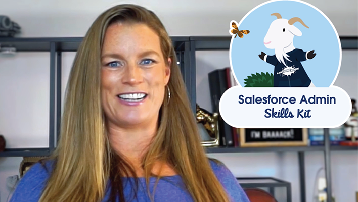 Salesforce Admins Skills Kit video thumbnail featuring Gillian Bruce.