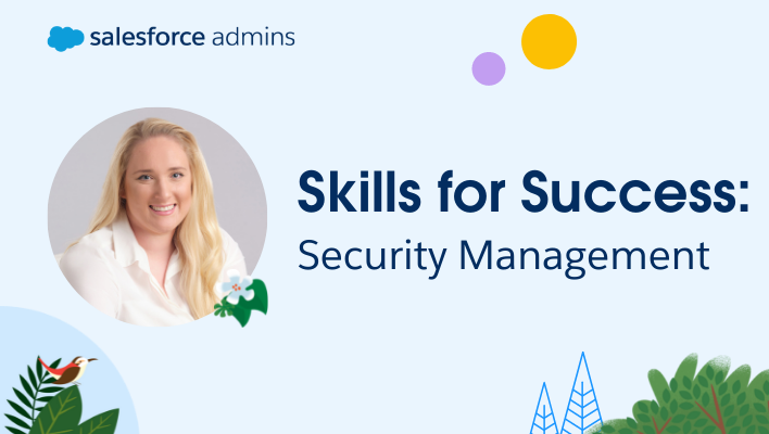 Image of Mia Pacey next to text that says "Skills for Success: Security Management."