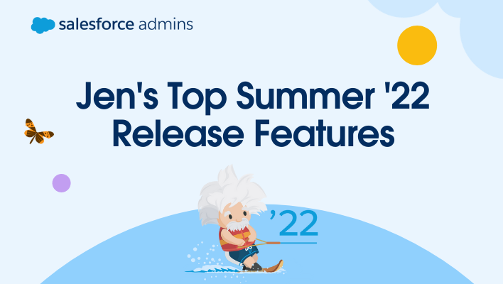 Image of Einstein Water Skiing next to text that says "Jen's Top Summer '22 Release Features."