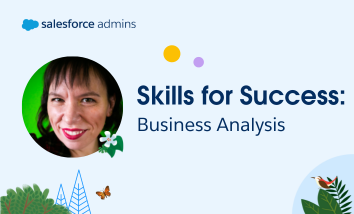 Image of Vanessa Grant next to text that says "Skills for Success: Business Analysis."