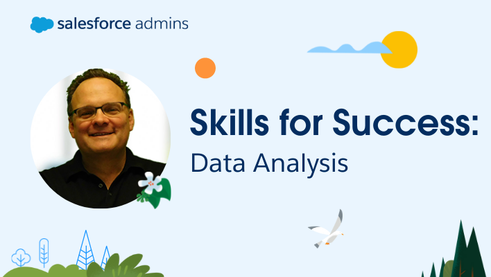 Image of David Carnes next to text that says, "Skills for Success: Data Analysis."