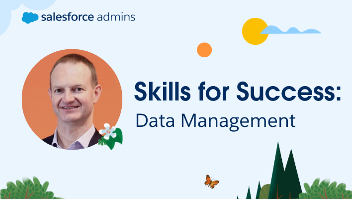 Image of Stephen Brown next to text that says, "Skills for Success: Data Management."