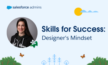 Image of Vicki Moritz-Henry next to text that says, "Skills for Success: Designer's Mindset."