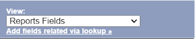 Add fields related via lookup link under the Reports Fields dropdown view.