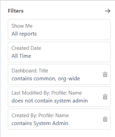 Custom report filters.