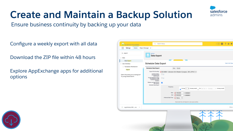 Slide showing three quick steps to create and maintain a backup solution.