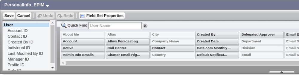 Adjusting the User fields on the PersonalInfo_EPIM page.