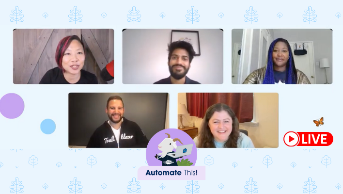 Screenshot of "Automate This!" happening live on YouTube.