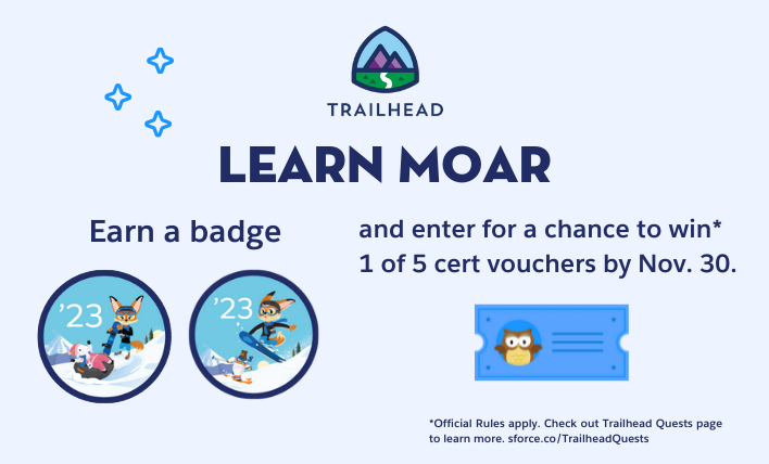 Earn a badge and enter for a chance to win* 1 of 5 cert vouchers by Nov. 30. 