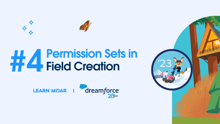 Learn Moar Admin Badge and text that says, “Permission Sets in Field Creation.”