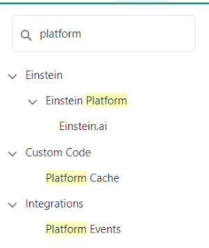 Searching for Platform Events.