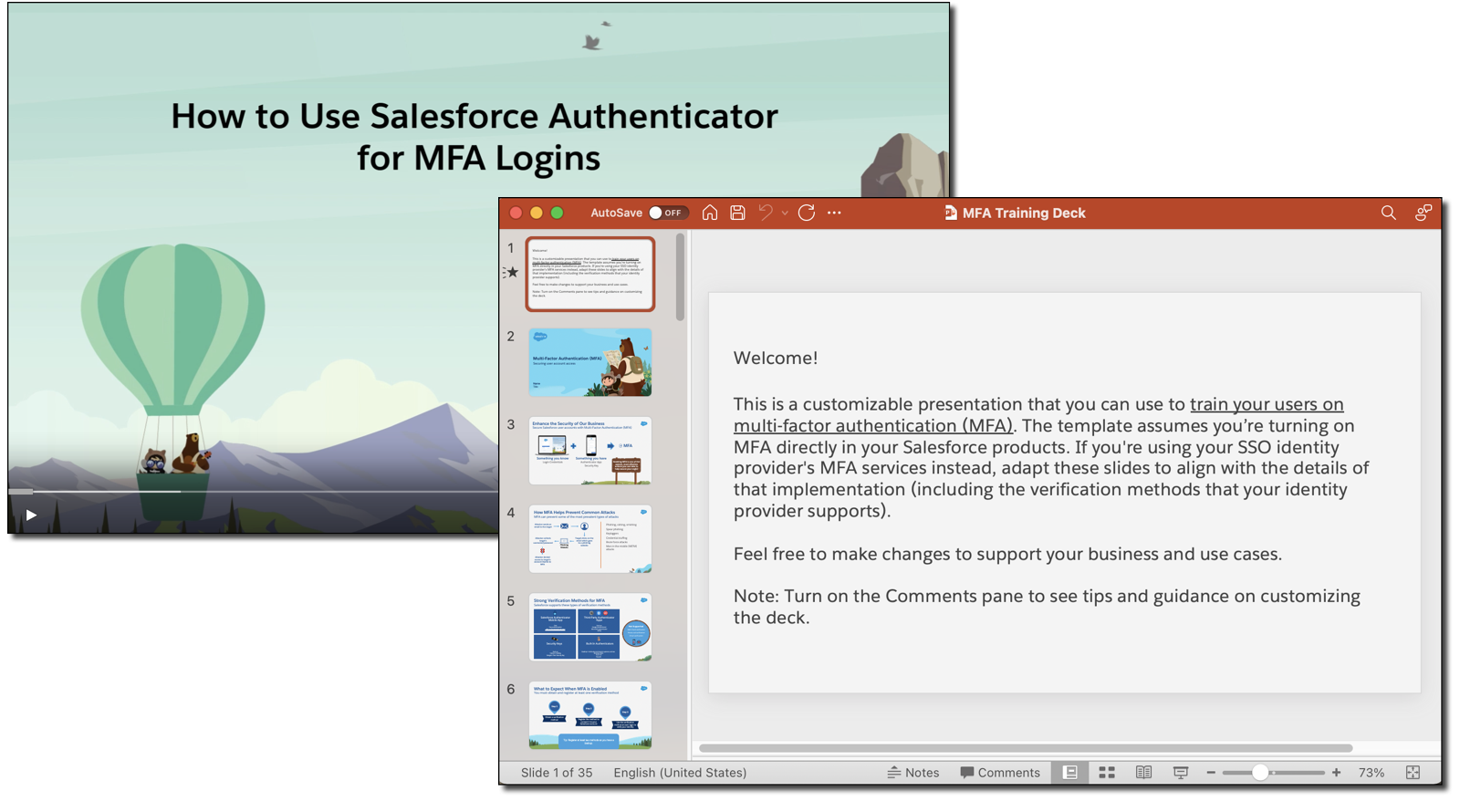 MFA training resources available from Salesforce