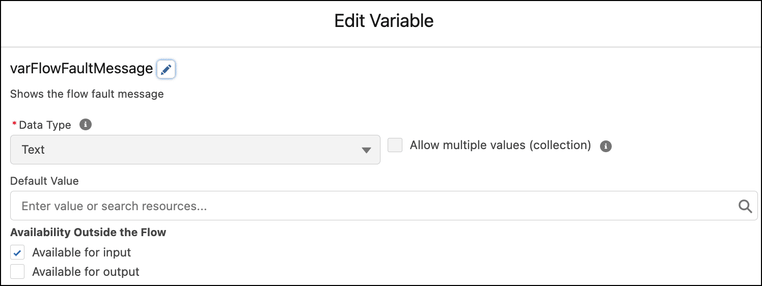 varFlowFaultMessage flow variable